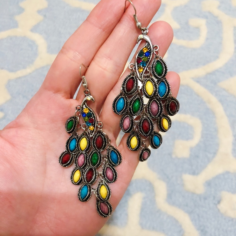 Peacock Pendants w Rhinestone Decorative Gemstones